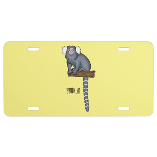 Common marmoset cartoon illustration license plate