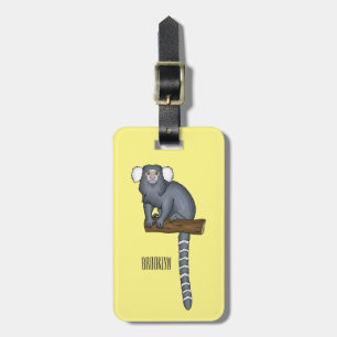 Common marmoset cartoon illustration luggage tag