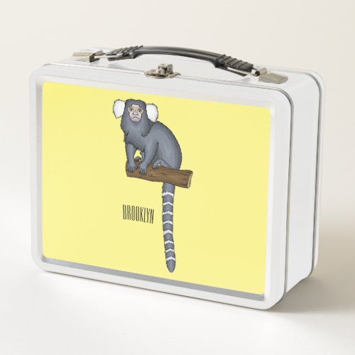 Common marmoset cartoon illustration metal lunch box