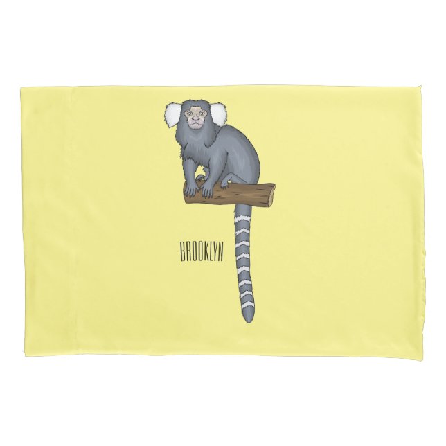 Common marmoset cartoon illustration pillow case (Front)