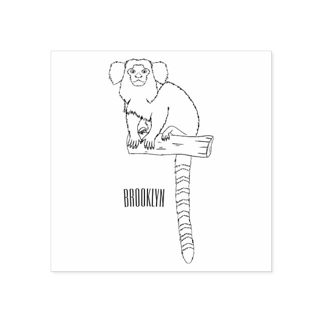 Common marmoset cartoon illustration rubber stamp (Imprint)