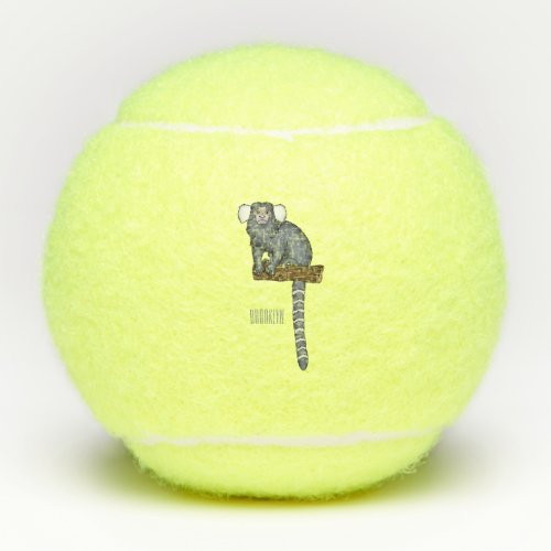 Common marmoset cartoon illustration tennis balls