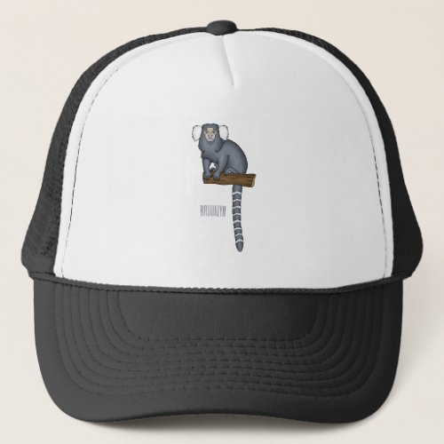 Common marmoset cartoon illustration trucker hat