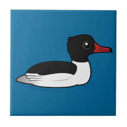 Common Merganser Small Ceremic Tile (4.25