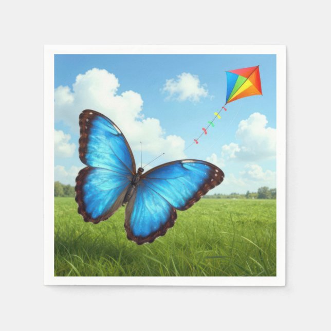 Common Morpho Butterfly Flying a Kite Napkins (Front)