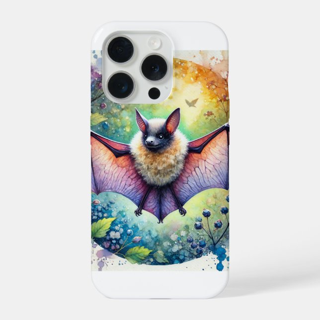 Common Noctule Bat 060824AREF151 - Watercolor iPhone Case (Back)