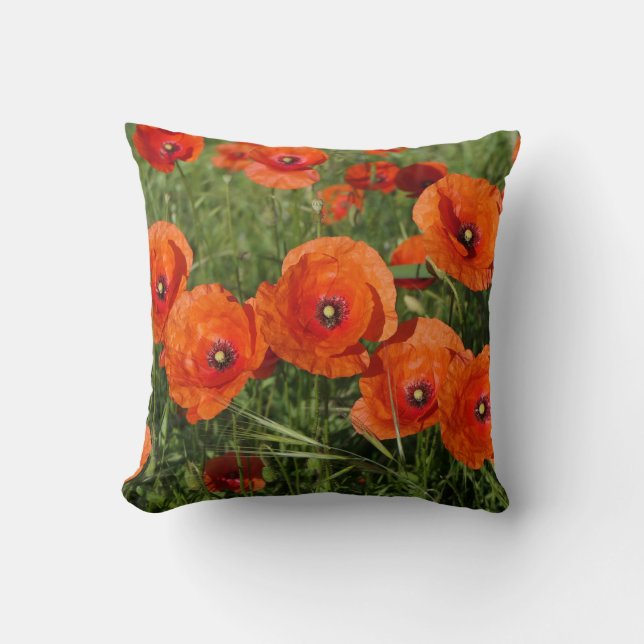 Common Poppies  Throw Pillow (Front)