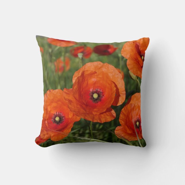 Common Poppies  Throw Pillow (Front)