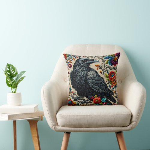 Common Raven  2 Throw Pillow
