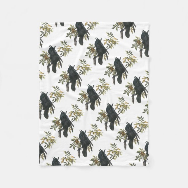 Common Raven by Audubon Fleece Blanket (Front)