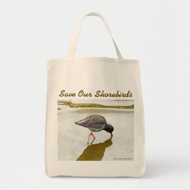 Common Redshank Grocery Bag by RoseWrites (Front)