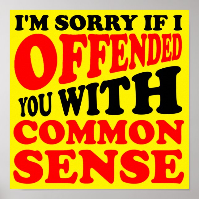 Common Sense Offended You Funny Poster Sign (Front)