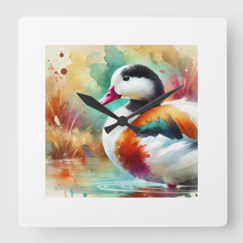 Common Shelduck 070724AREF109 _ Watercolor Square Wall Clock