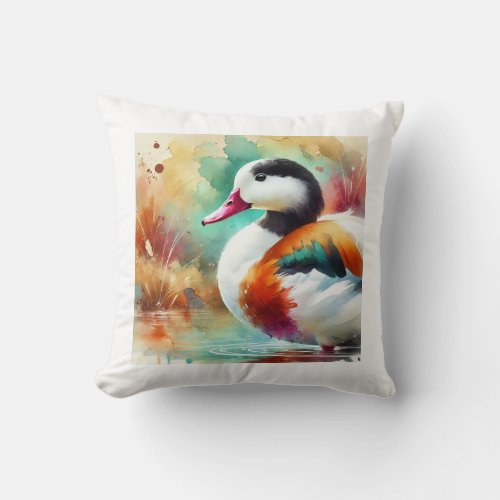 Common Shelduck 070724AREF109 _ Watercolor Throw Pillow