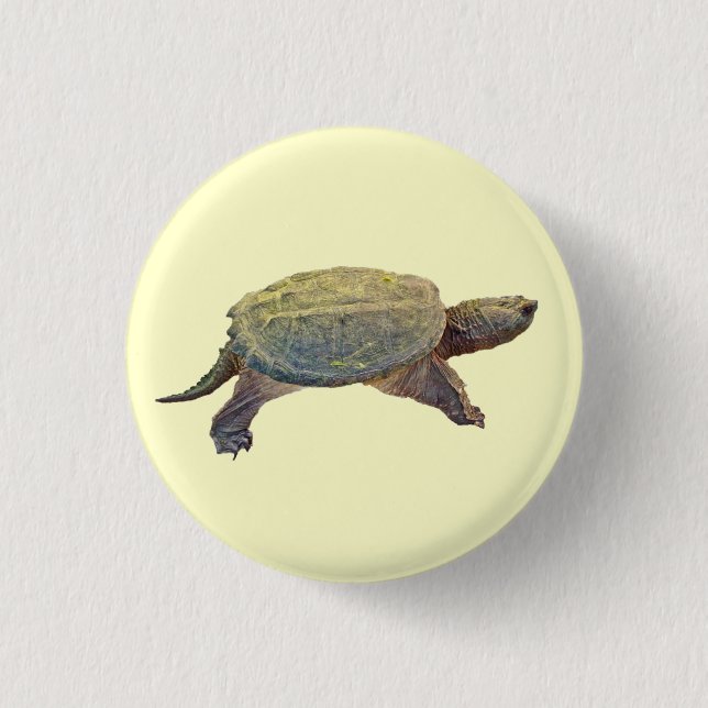 Common Snapping Turtle - Chelydra serpentina Button (Front)