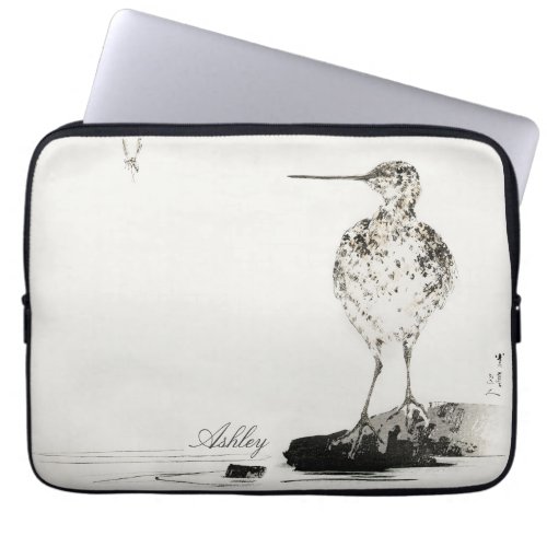 Common Snipe Vintage Bird Illustration Personalize Laptop Sleeve