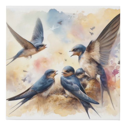 Common Swifts Interaction 050624AREF123 _ Watercol Faux Canvas Print