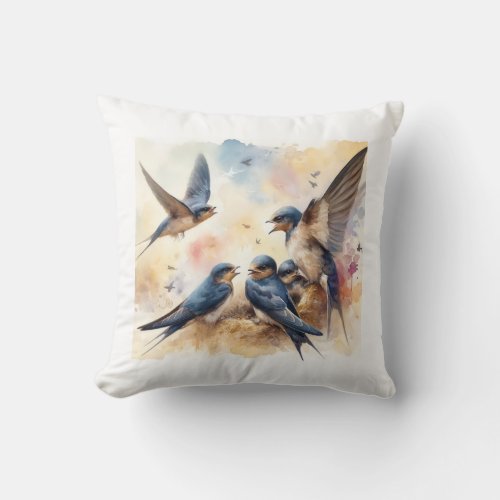 Common Swifts Interaction 050624AREF123 _ Watercol Throw Pillow