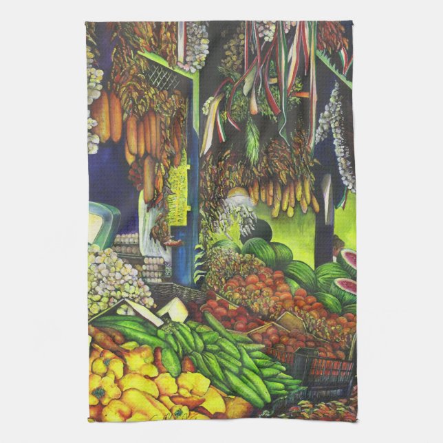 Common Threads of Human Interactions, Budapest Kitchen Towel (Vertical)