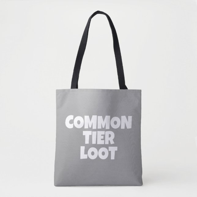 Common Tier Loot Gamer Boy Gray Lettering Tote Bag (Front)