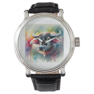 Common Water Buffalo 110724AREF111 - Watercolor Watch