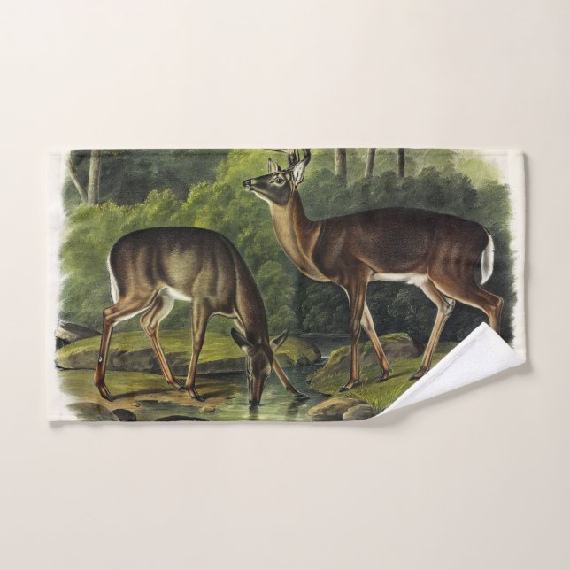 Common (White-tailed) Deer - Audubon's Quadrupeds Bath Towel Set (Hand Towel)