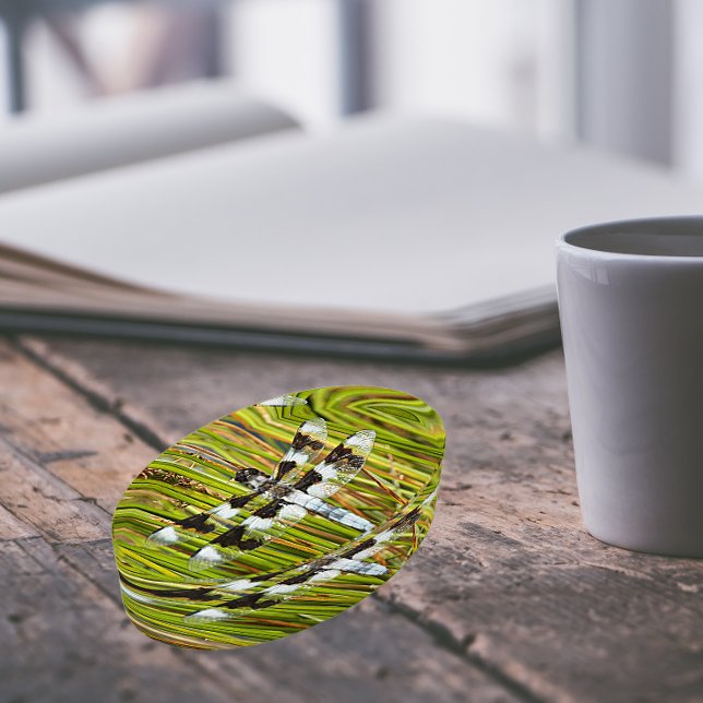 Common Whitetail Skimmer Dragonfly Photo Paperweight (In Situ)