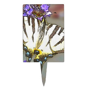 Common Yellow Swallowtail On Lilac Flowers Black O Cake Topper