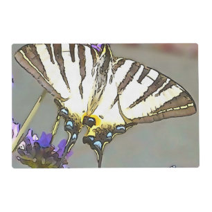 Common Yellow Swallowtail On Lilac Flowers Black O Placemat
