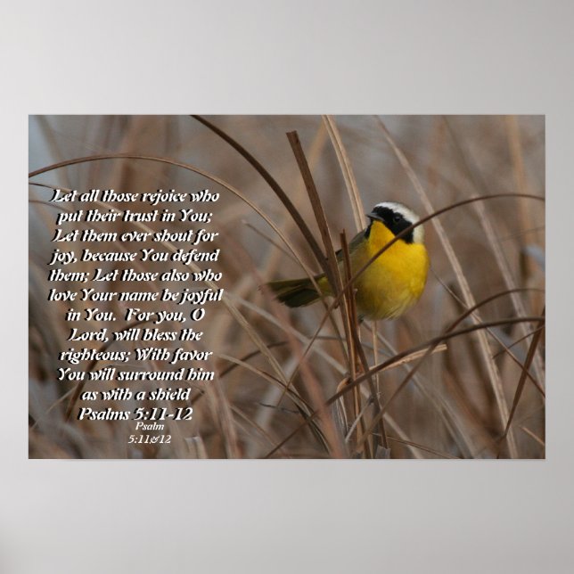 Common Yellowthroat Bird Psalm 5:11&12 Print (Front)