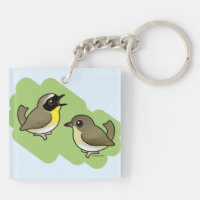 Common Yellowthroat Pair Square Keychain (double-sided)