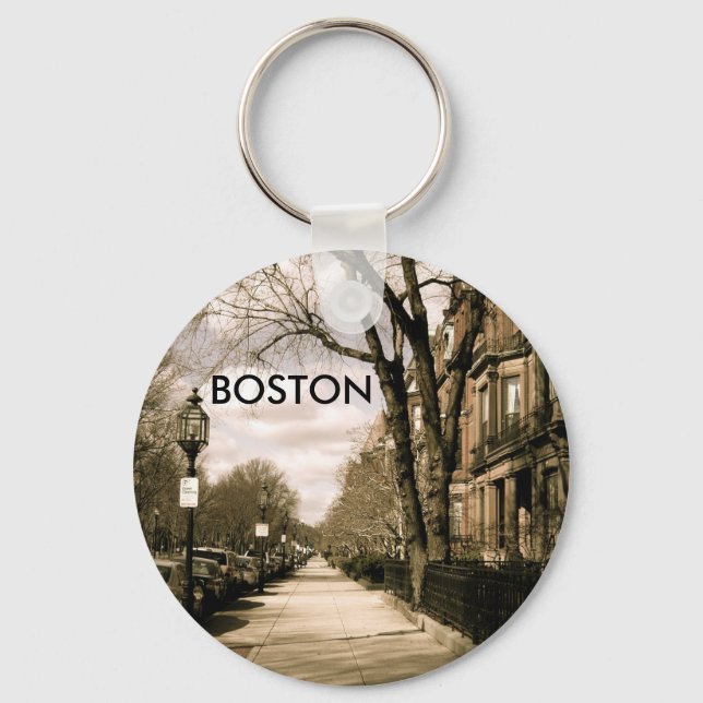 Commonwealth Avenue Neighborhood (sepia) Keychain (Front)