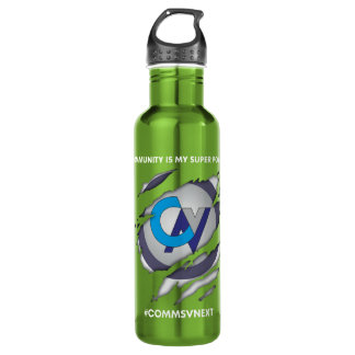 Comms vNext Superhero Logo on Water Bottle