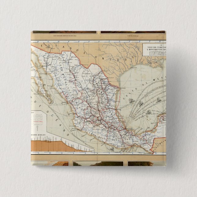 Communication and Transportation of Mexico Pinback Button (Front)