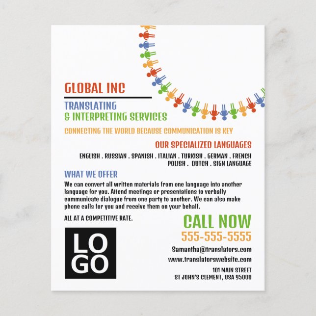 Communication Design, Translator & Interpreter Flyer (Front)