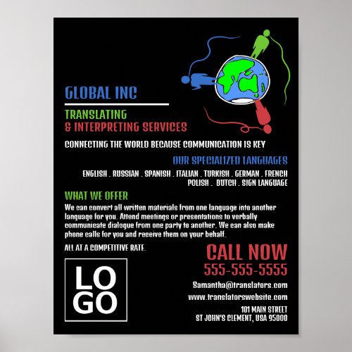 Communication Logo Translator  Interpreter Poster