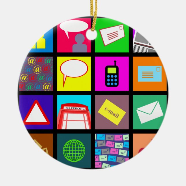 Communication Tile Wallpaper Ceramic Ornament (Front)