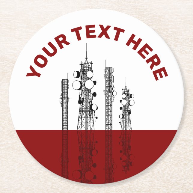 Communication Towers Round Paper Coaster (Front)