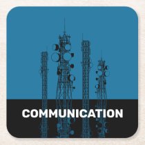 Communication Towers Square Paper Coaster