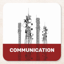 Communication Towers Square Paper Coaster