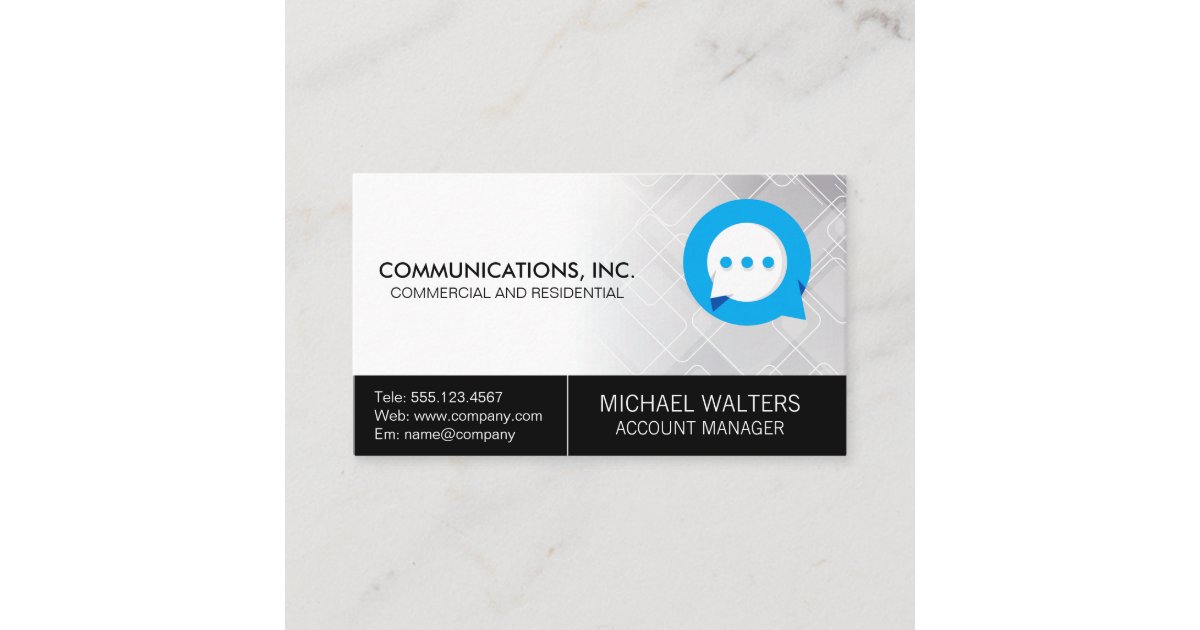 Communications Chat Logo Business Card | Zazzle
