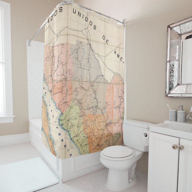 (Communications Letter) Map of Mexico Shower Curtain (In Situ)