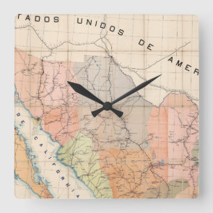(Communications Letter) Map of Mexico Square Wall Clock