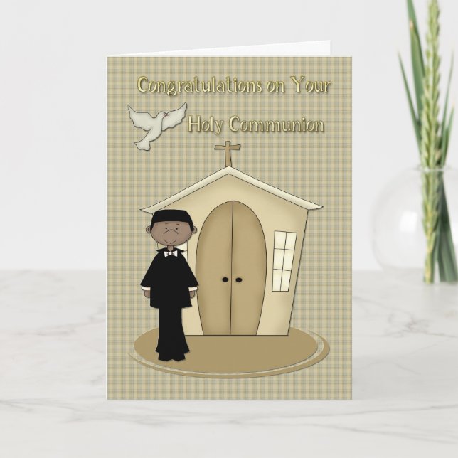 Communion African American Boy Card (Front)