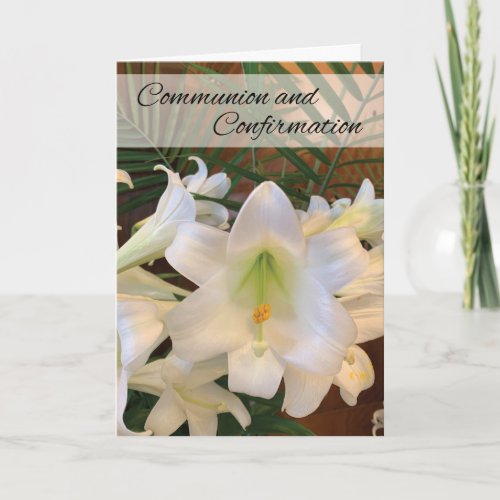 Communion And Confirmation RCIA White Lilies Ferns Card