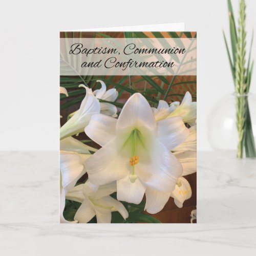 Communion And Confirmation RCIA White Lilies Ferns Card