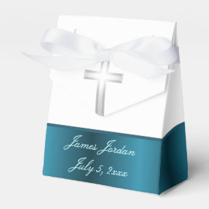 Communion baptism blue and white favor boxes