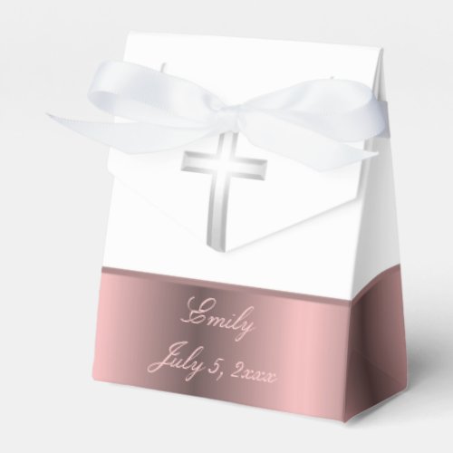 Communion baptism pink and white favor boxes