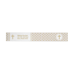 Communion Beige with Gold Polka Dots Wrap Around Label