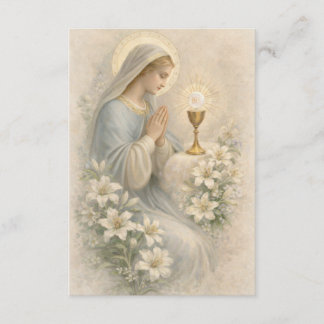 Communion Blessed Mary  Remembrance Holy Card